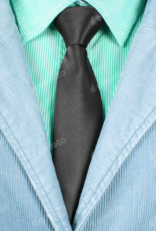 Preview: green striped shirt with black tie