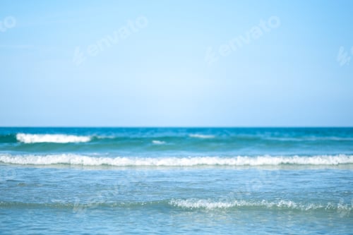 Preview: Landscape image of tropical white beach with blue sky background