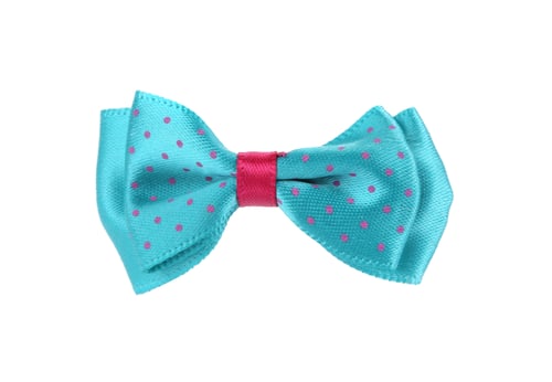 Preview: Turquoise Bow Tie with Pink Dots on White