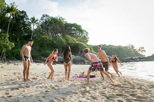 Preview: Group of happy friends on a tropical island