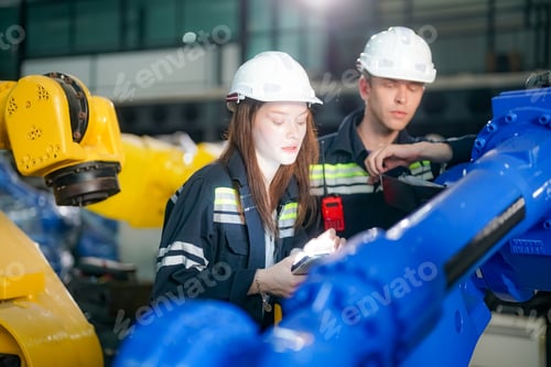 Preview: Engineer testing a robotic production simulator in robotics research facility