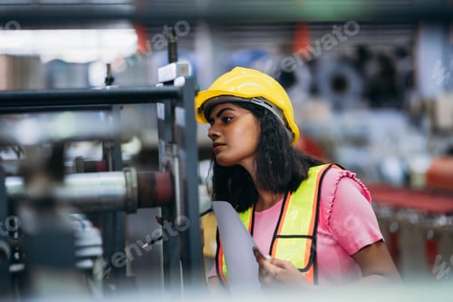 Preview: Technician working in the metal sheet company. Foreman checking Material or Machine.