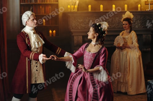 Preview: Caucasian Young Adults Performing Baroque Dance in Renaissance Setting