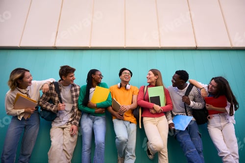 Preview: Smiling Students Laughing Together Outside on Campus
