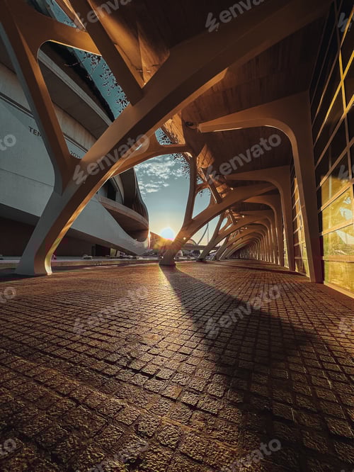 Preview: sunset illuminating modern architecture