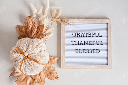 Preview: Felt letter board grateful, thankful, blessed. Thanksgiving table decoration