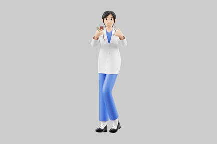Preview: Cartoon doctor holding pills