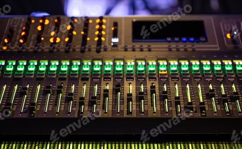 Preview: Digital mixer in a recording Studio. Work with sound. The concept of creativity and show business.