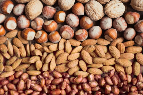 Preview: Close-Up of Almonds, Hazelnuts, and Walnuts