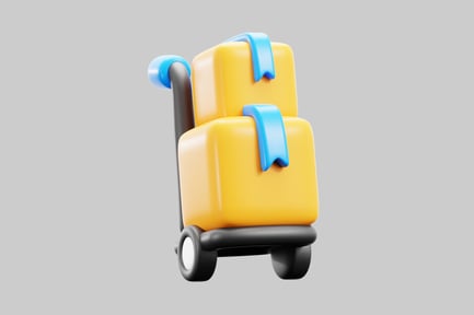 Preview: Cartoon luggage cart with boxes