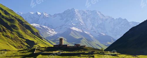 Preview: Church at the foot of the Caucasus Mountains