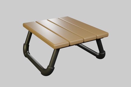 Preview: Modern rectangular table with green legs