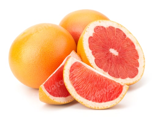 Preview: Ripe cut red grapefruit isolated on white background