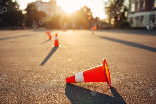 Preview: Fallen cone on training ground, driving school