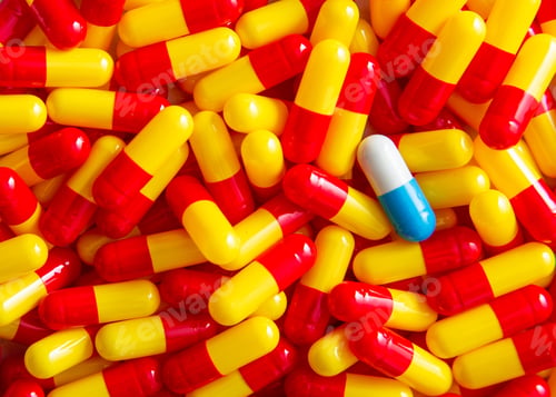 Preview: colorful pills and tablets on background. medical concept