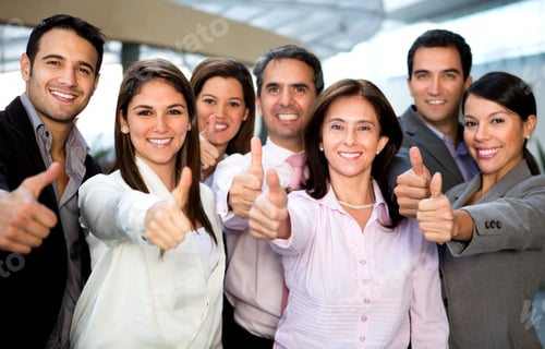 Preview: Business Group With Thumbs Up At The Office