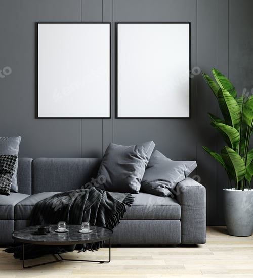 Preview: Interior Design with Couch, Coffee Table, and Art