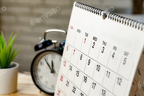 Preview: Calendar page close up on office desk