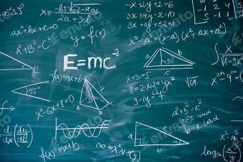 Preview: Blackboard with math lesson written on it