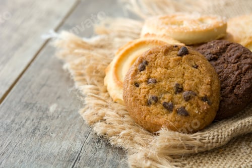 Preview: Variety of Cookies on Rustic Wooden Surface