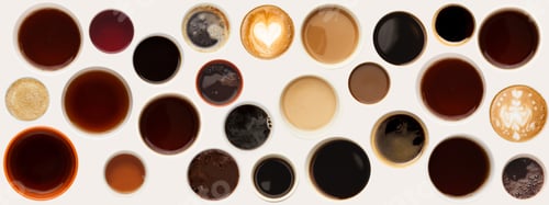 Preview: Collection of coffee cups tops isolated on white