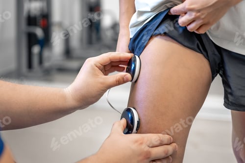 Preview: Physical Therapy Treatment with Electrodes on Thigh Muscle