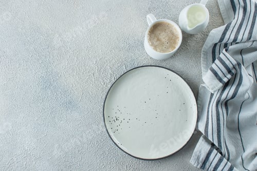 Preview: Empty plate with cup of coffee