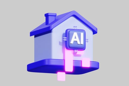 Preview: Light purple house with blue square and pink glow