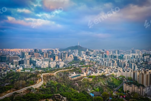 Preview: Seoul skyline on sunset, South Korea.