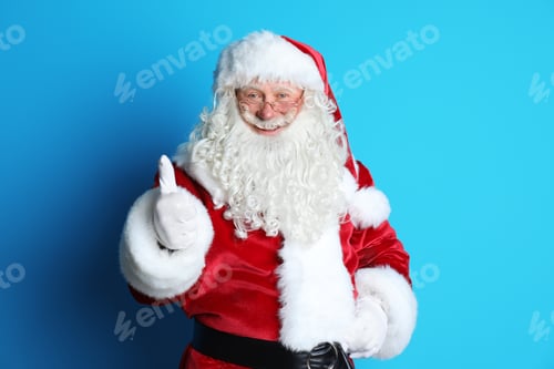 Preview: Portrait of authentic Santa Claus on color background