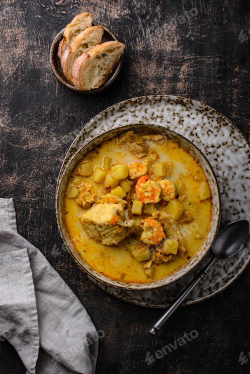 Preview: Icelandic fish soup with shrimps and curry