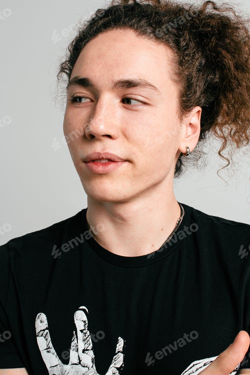 Preview: Handsome Guy Musician With Long And Curly Hair