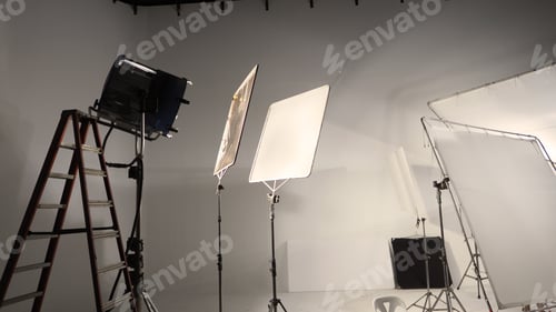 Preview: Studio light and back drop and soft box set up for shooting photo or video production which includes
