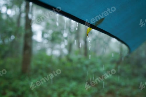 Preview: Rain drops on camping canvas