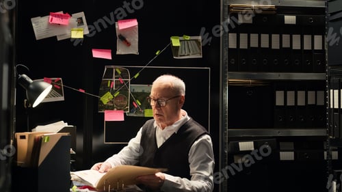 Preview: Senior police officer reading case files