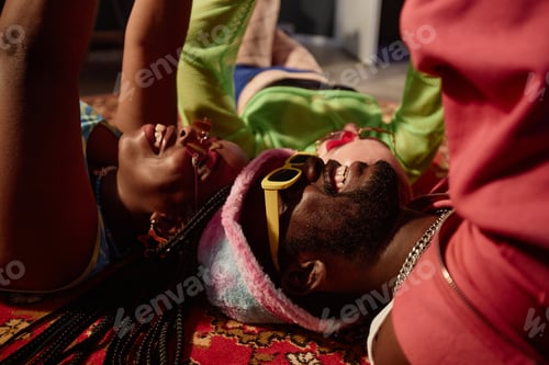 Preview: Funky Young People Lying on Floor in Circle