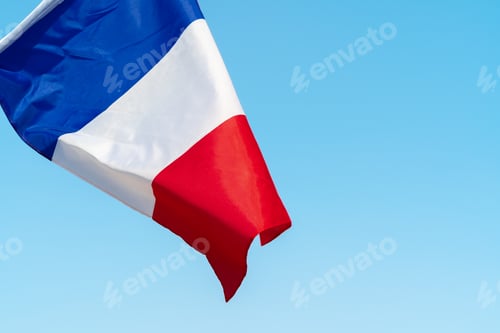 Preview: Flag of France waving in the wind in the sky