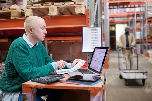 Preview: Woman scanning barcode of parcels