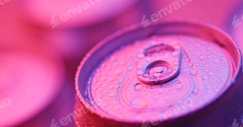 Preview: Aluminum beverage can under purple lighting