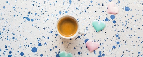 Preview: Espresso and Hearts on Splattered Background