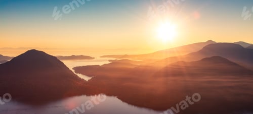Preview: Pacific Ocean Coast with Canadian Mountain Landscape. Aerial.