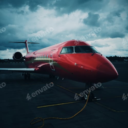 Preview: Red jet in airport