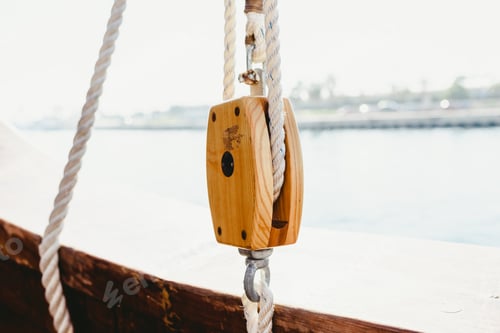 Preview: Rope and Pulley on a Sailboat near Water