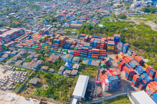 Preview: Shipping container site loading in logistic port warehouse storage business import and export goods