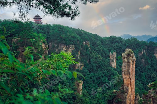 Preview: Landscape of Stone Tianzi Mountain pillars in Zhangjiajie