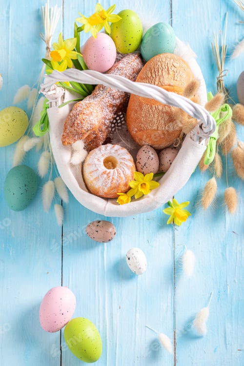 Preview: Festive Easter basket as custom of blessing food.