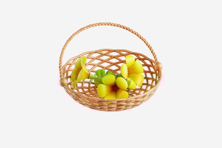 Preview: 3D Yellow Elder Flower in Woven Basket