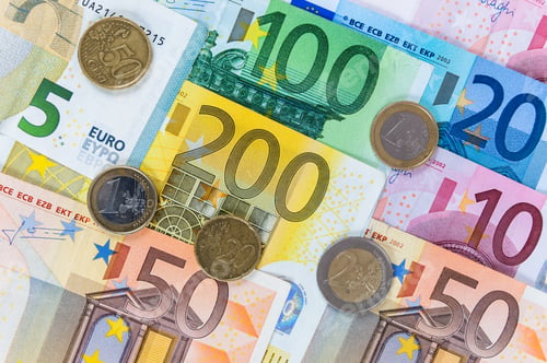 Preview: Background of euro banknotes and coins