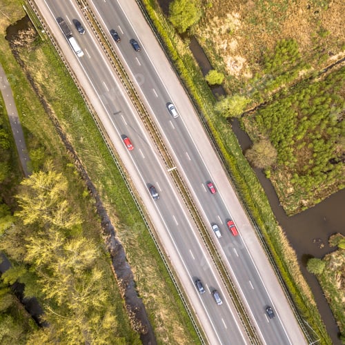 Preview: Aerial view of four lane motorway
