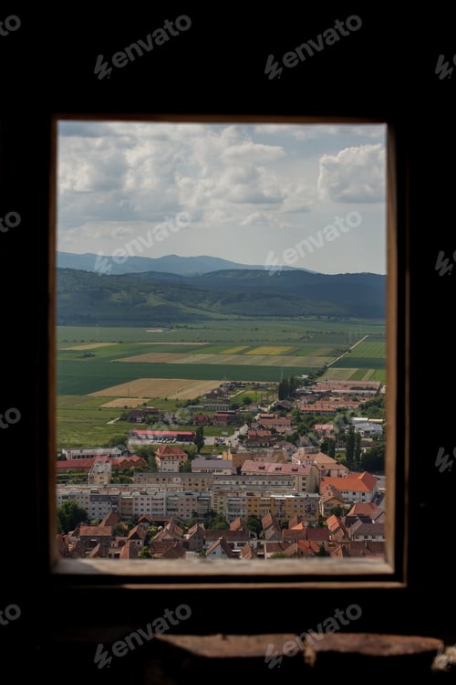 Preview: Panorama over a mountain city in the sping